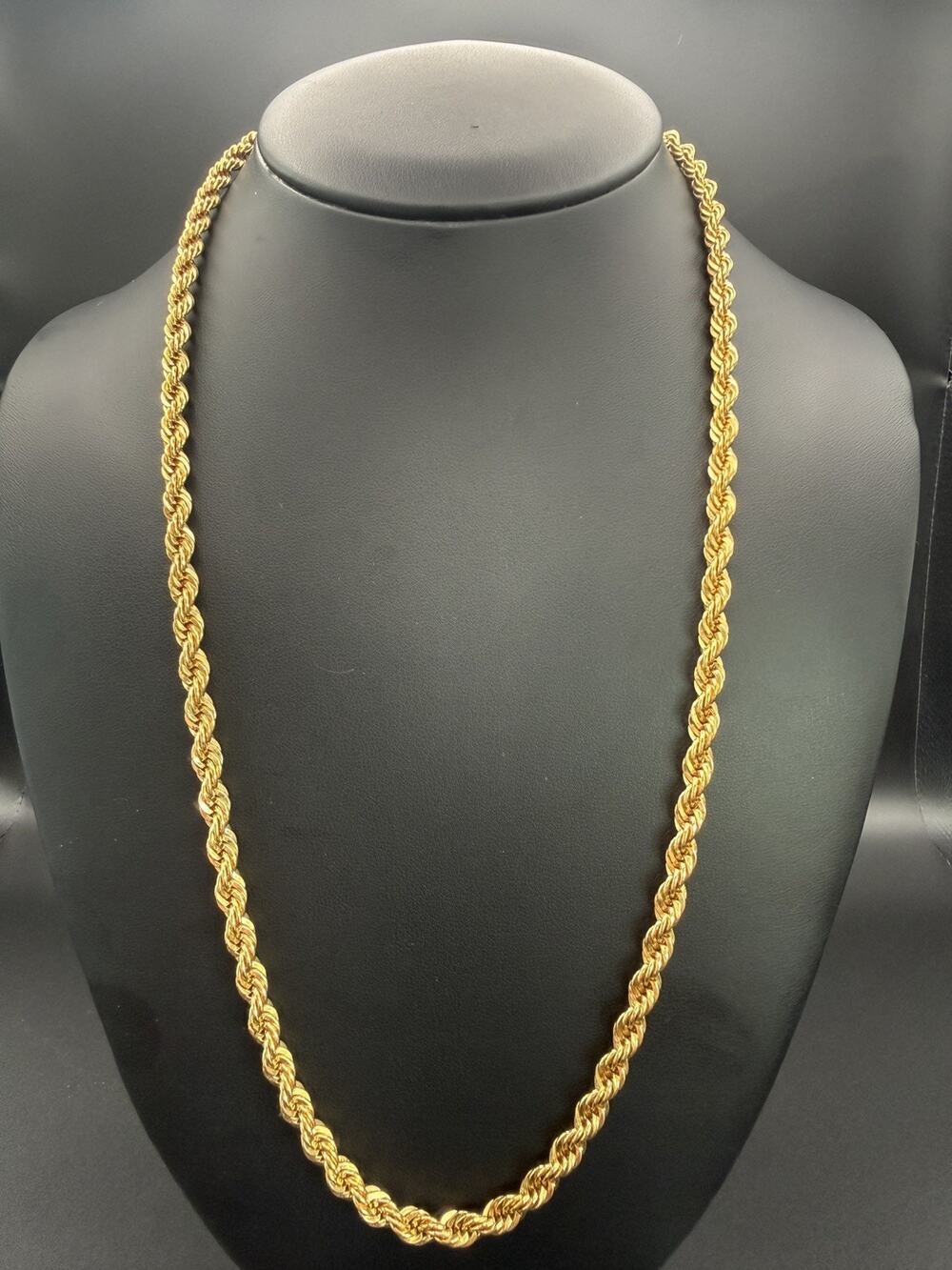 Vintage Monet Rope Chain Necklace Gold Tone Twisted Link Unisex 24”